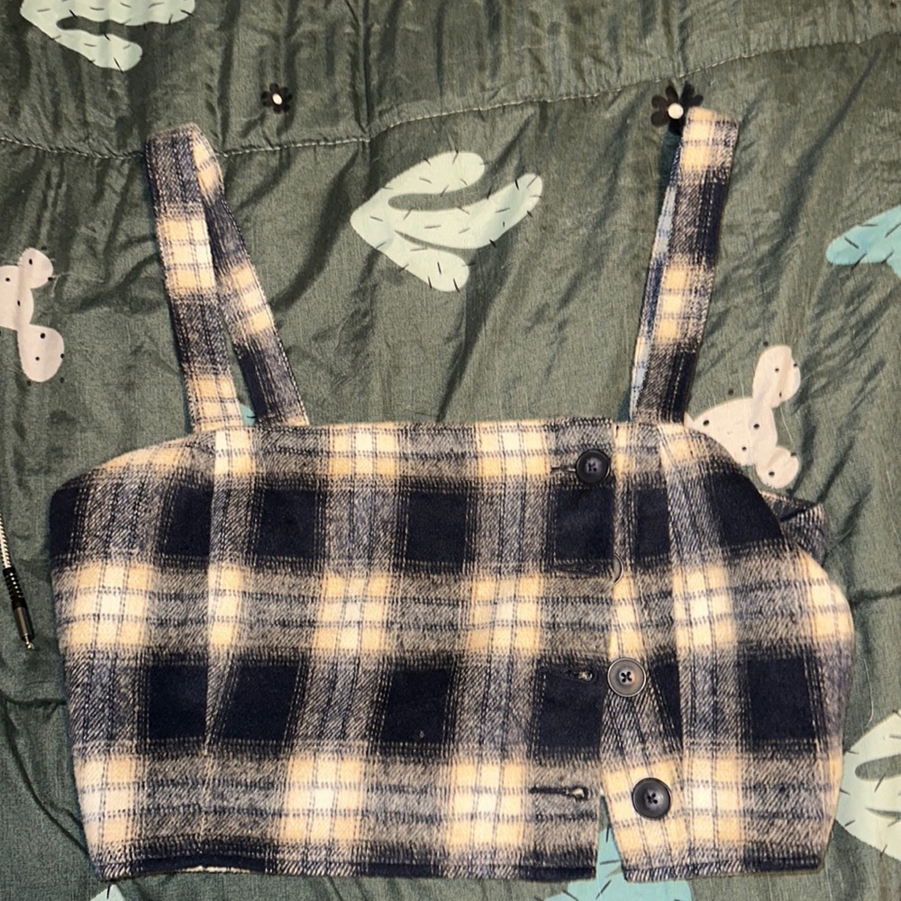 Forever 21 Flannel Button Up Tank Top